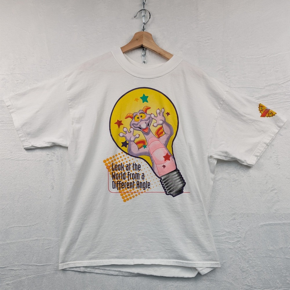 VTG Walt Disney World T-Shirt Men's XL White Figment Epcot Purple Dragon 90s